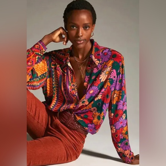 FARM RIO CLASSIC BUTTON DOWN SKIRT FLORAL PRINT-SIZE S MULTICOLOR NWT - Picture 3 of 10